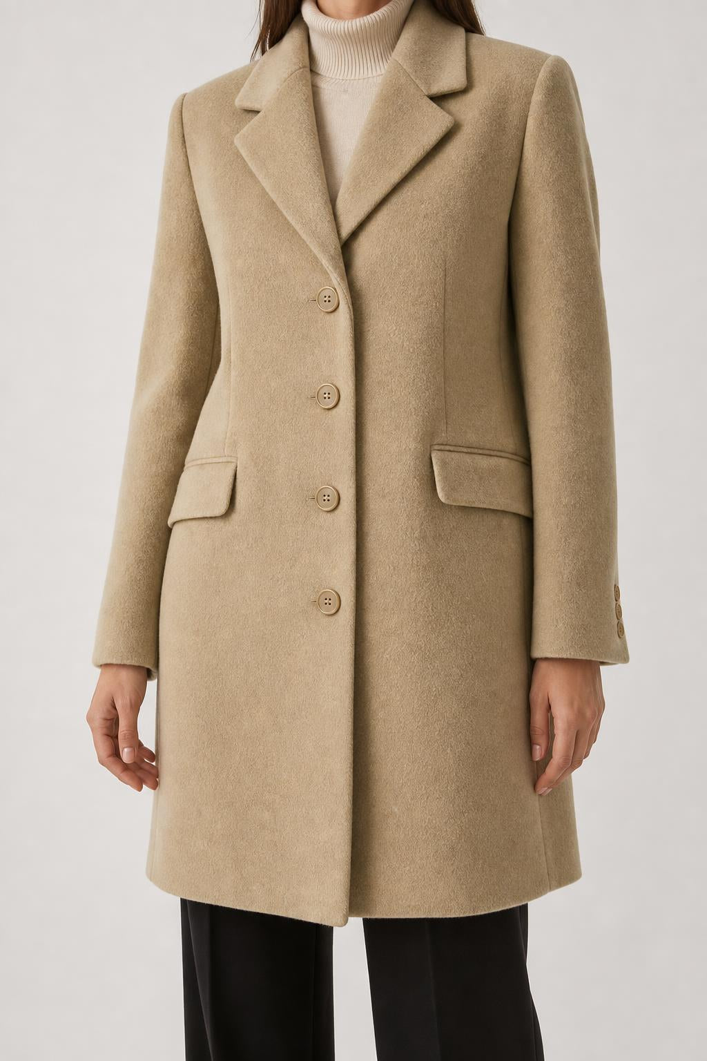 Cappotto in lana beige sagomato vintage – Donna Taglia M