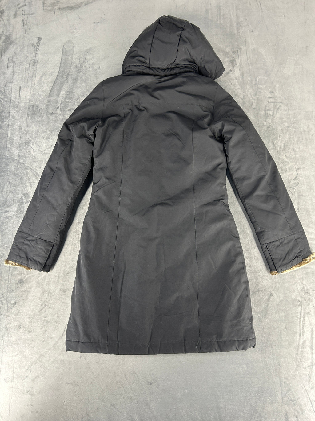 Parka con cappuccio e pelliccia nero vintage – Uomo Taglia L