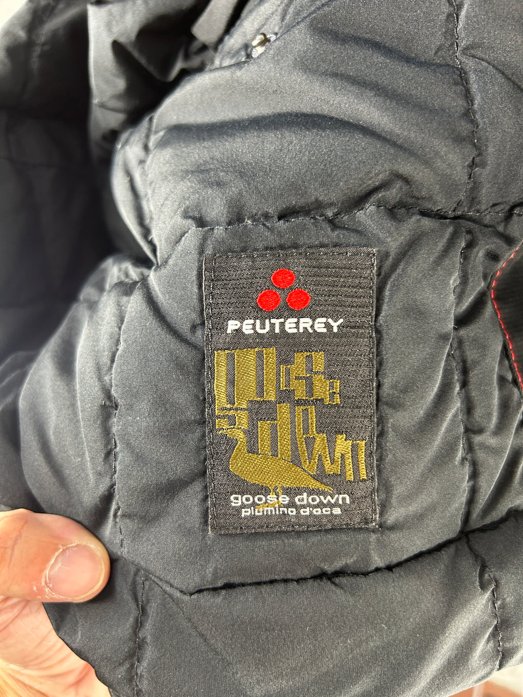 Parka Peuterey con cappuccio e pelliccia antracite vintage – Uomo Taglia L