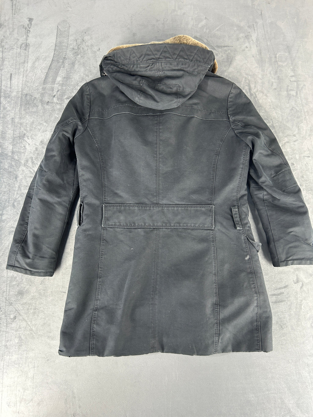 Parka Peuterey con cappuccio e pelliccia antracite vintage – Uomo Taglia L