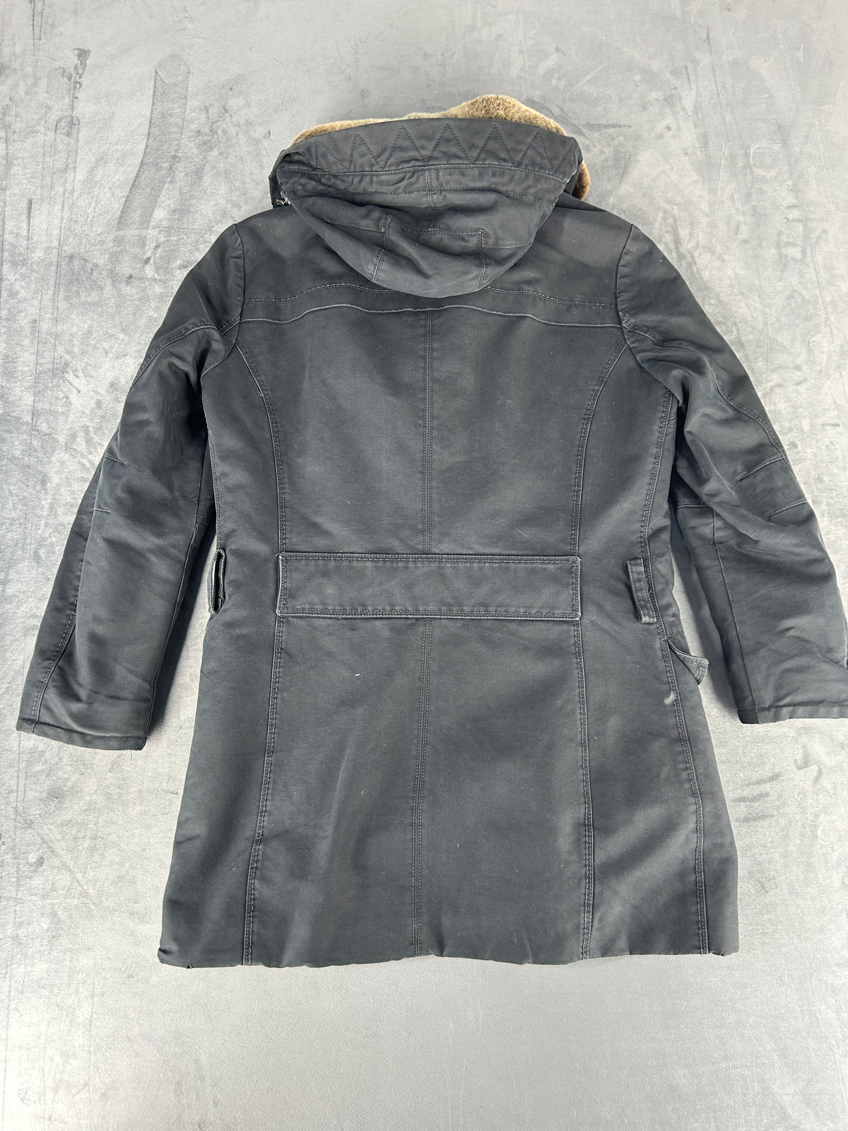 Parka Peuterey con cappuccio e pelliccia antracite vintage – Uomo Taglia L