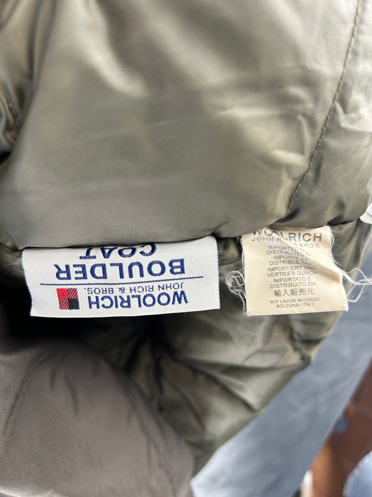 Parka Woolrich con cappuccio e pelliccia grigio vintage – Uomo Taglia L
