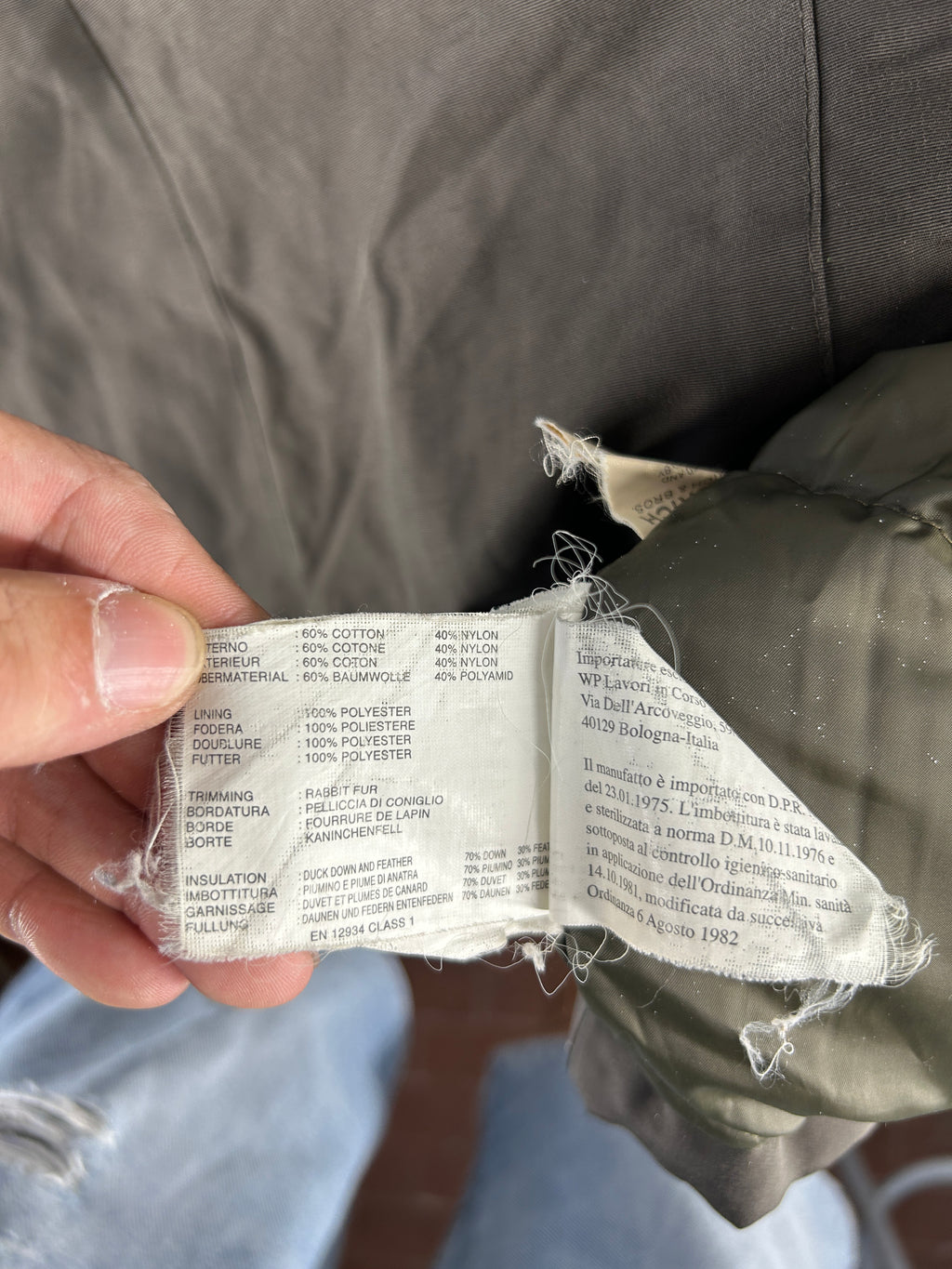 Parka Woolrich con cappuccio e pelliccia grigio vintage – Uomo Taglia L