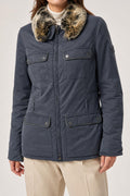 Giacca Belstaff Silver grigia con collo effetto pelliccia vintage – Donna Taglia 42