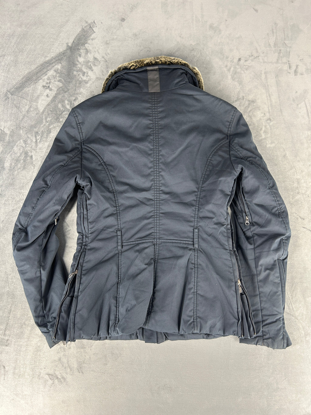 Giacca Belstaff Silver grigia con collo effetto pelliccia vintage – Donna Taglia 42
