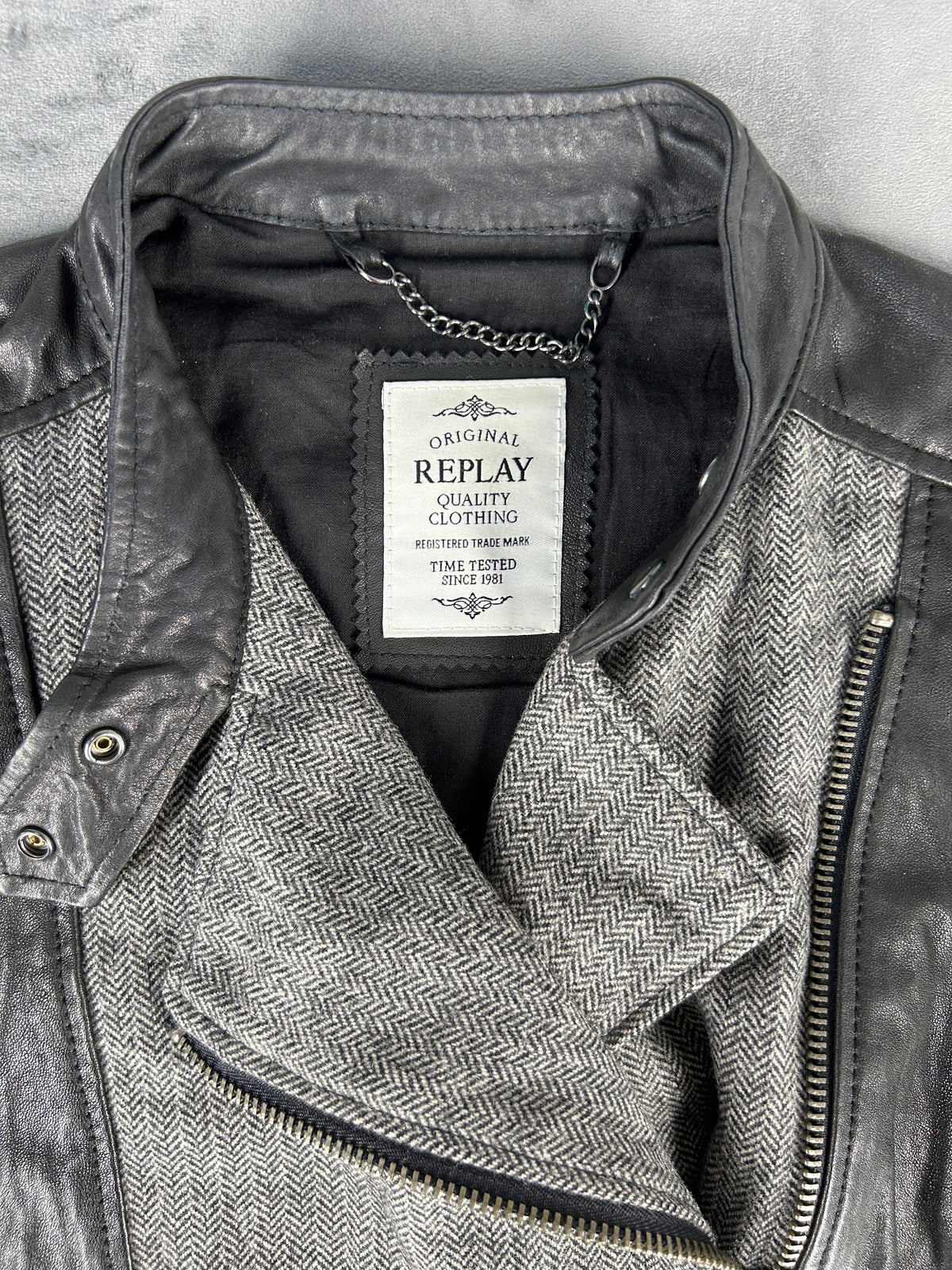 Giacca biker Replay nera e grigia vintage – Donna Taglia L