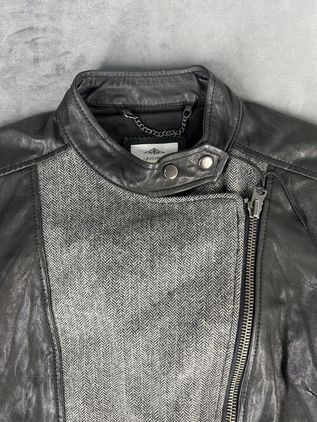 Giacca biker Replay nera e grigia vintage – Donna Taglia L