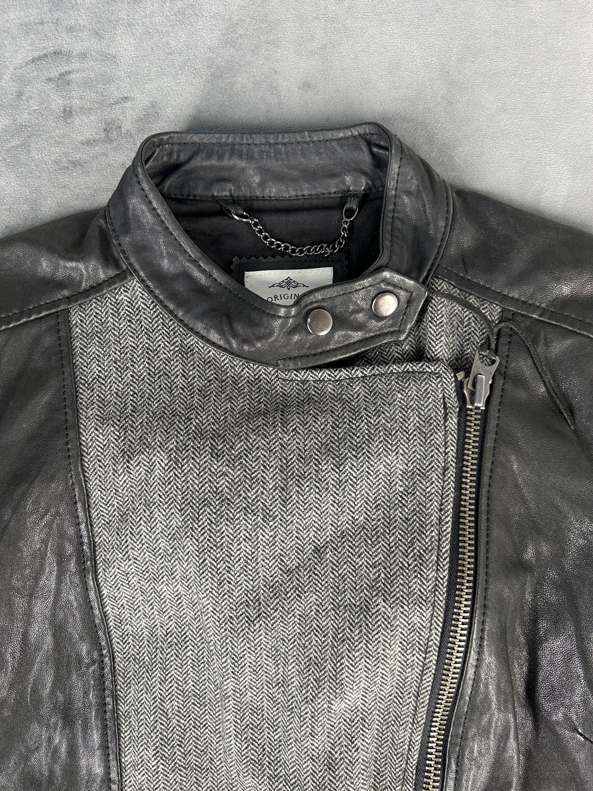Giacca biker Replay nera e grigia vintage – Donna Taglia L