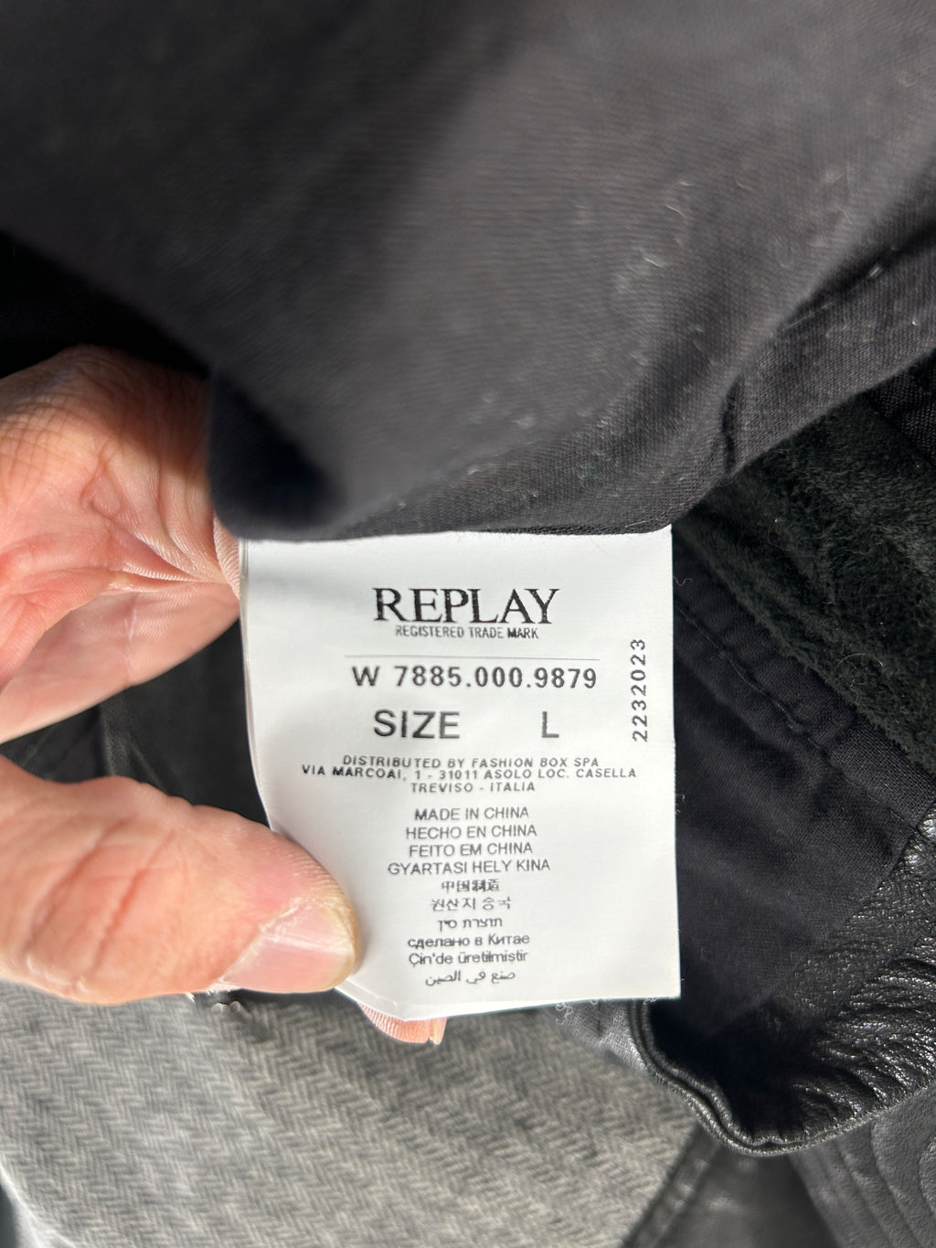 Giacca biker Replay nera e grigia vintage – Donna Taglia L