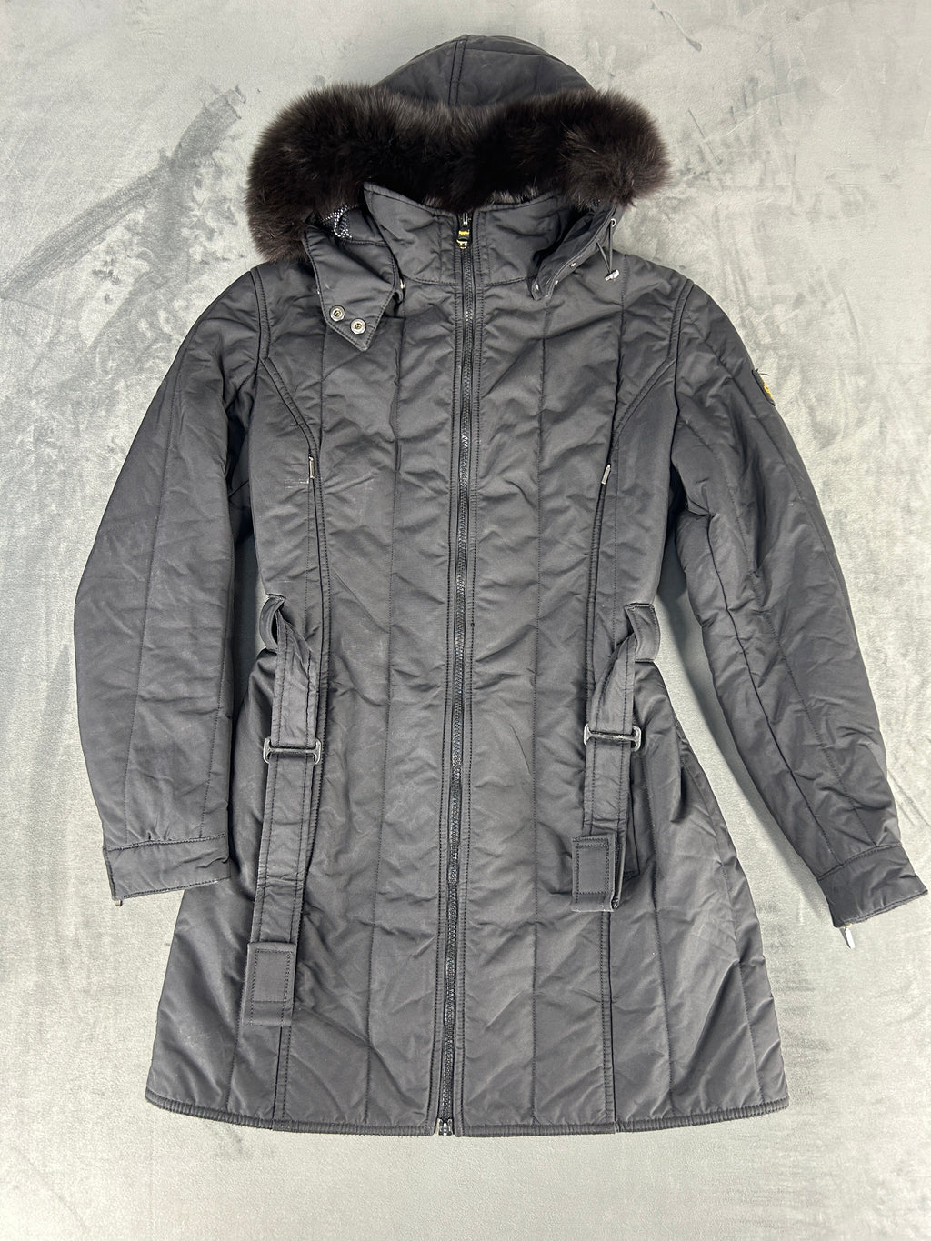 Giubbotto lungo RefrigiWear grigio con cintura vintage – Donna Taglia S/M (42)