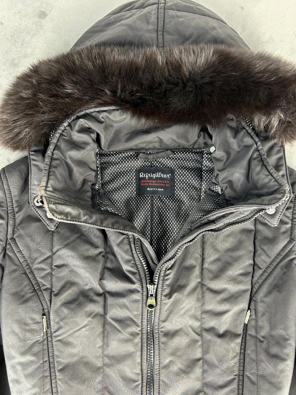 Giubbotto lungo RefrigiWear grigio con cintura vintage – Donna Taglia S/M (42)