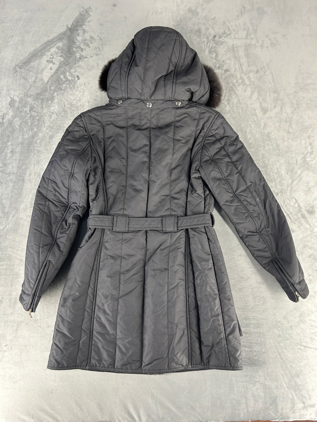 Giubbotto lungo RefrigiWear grigio con cintura vintage – Donna Taglia S/M (42)