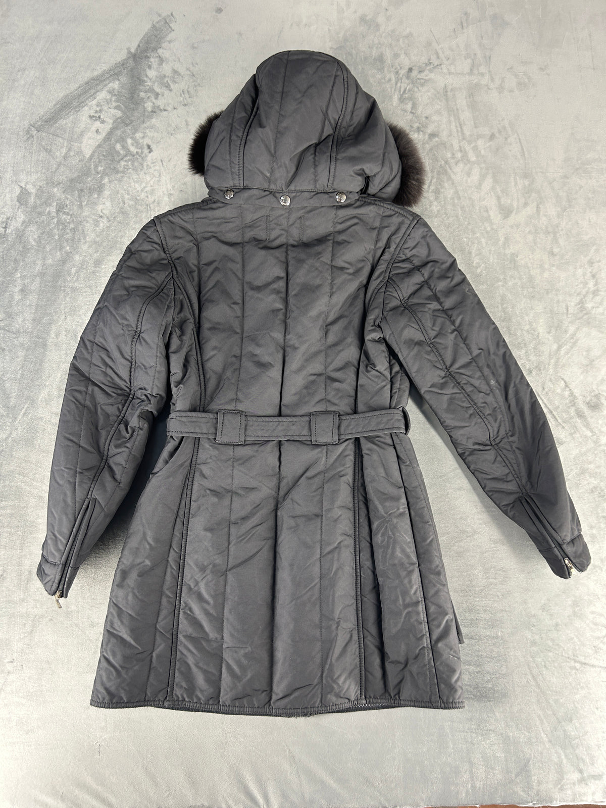 Giubbotto lungo RefrigiWear grigio con cintura vintage – Donna Taglia S/M (42)