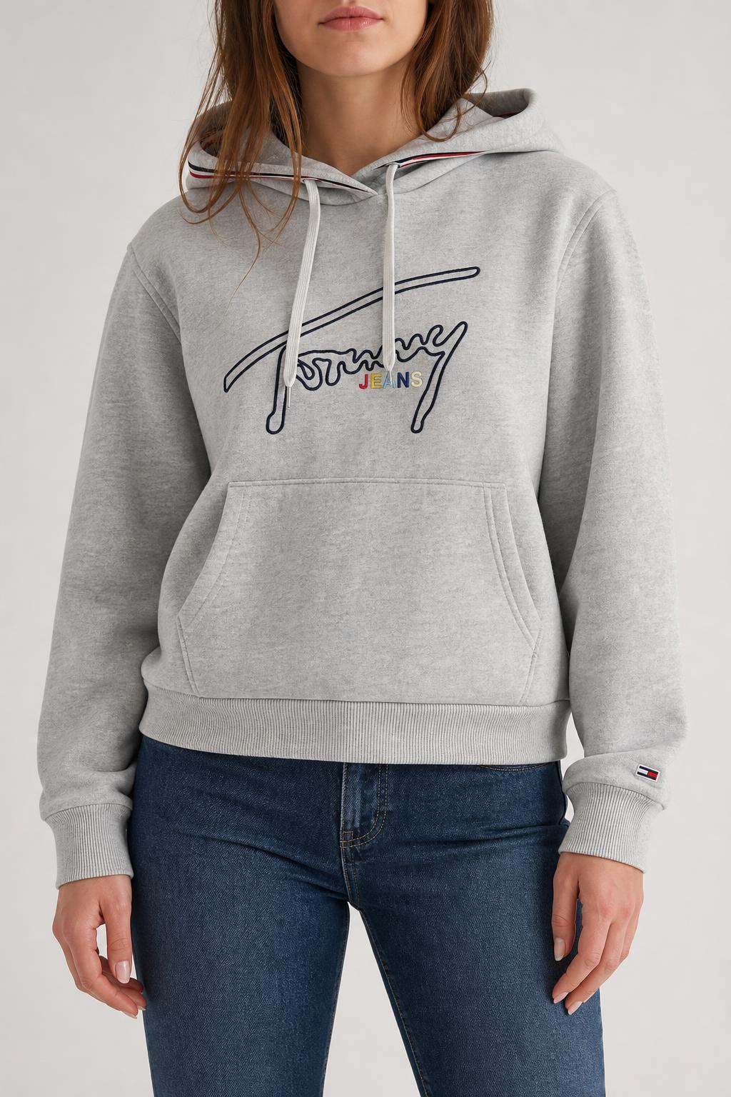 Felpa Tommy Jeans grigia con cappuccio vintage – Donna Taglia S
