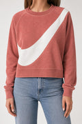 Felpa Nike corta rosa con maxi Swoosh vintage – Donna Taglia XS