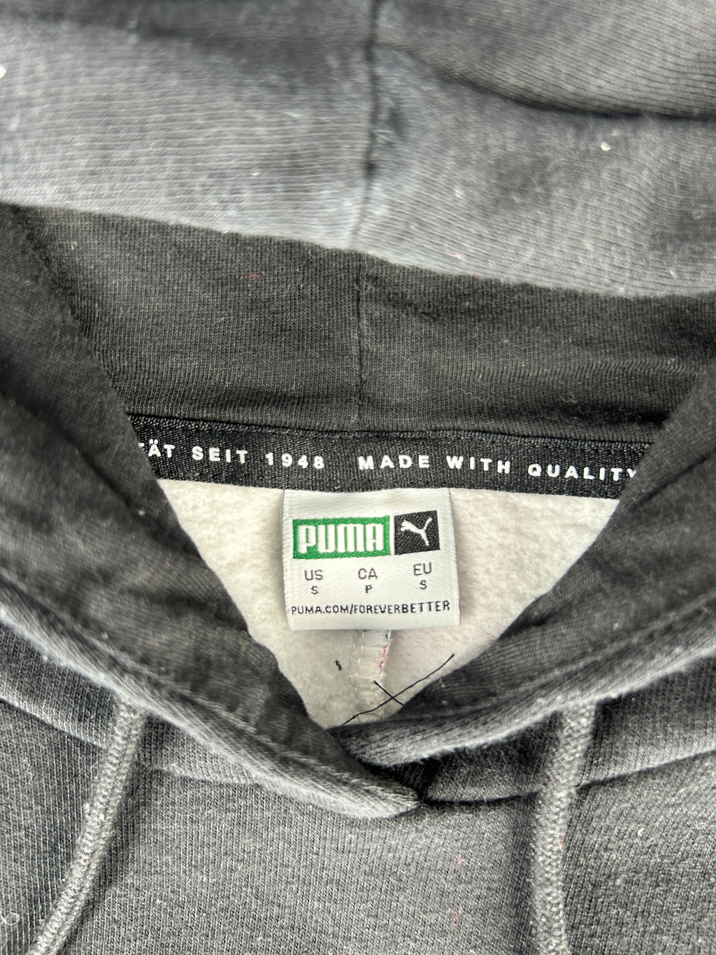 Felpa Puma nera con cappuccio e inserti a contrasto vintage – Donna Taglia S