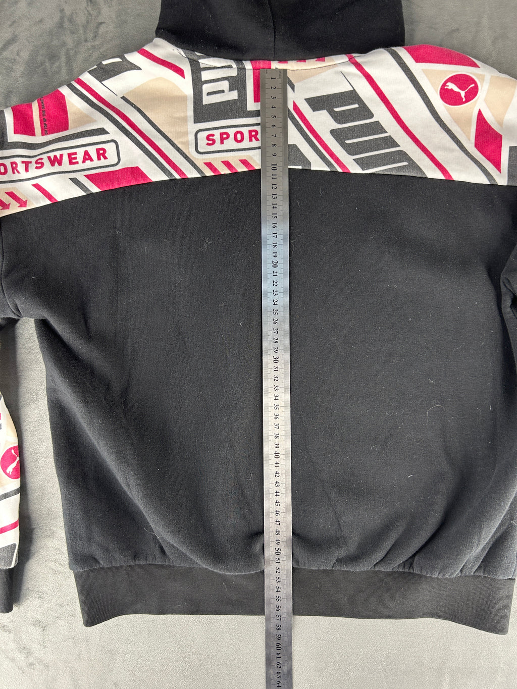 Felpa Puma nera con cappuccio e inserti a contrasto vintage – Donna Taglia S