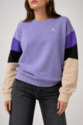Felpa Jordan colorblock lilla nera e panna vintage – Donna Taglia S