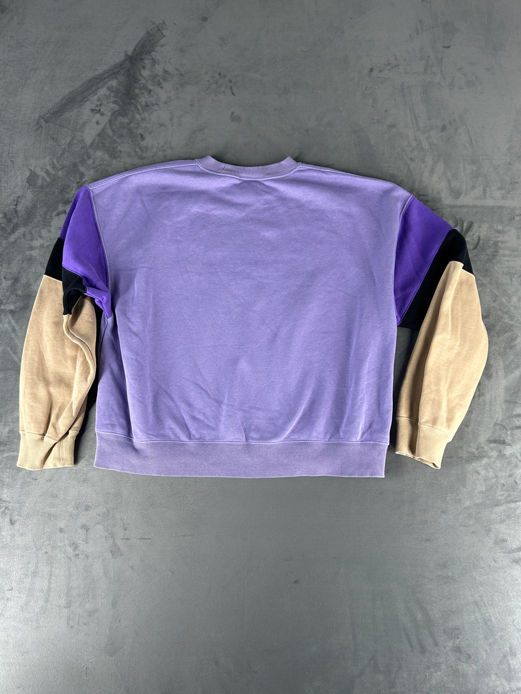 Felpa Jordan colorblock lilla nera e panna vintage – Donna Taglia S