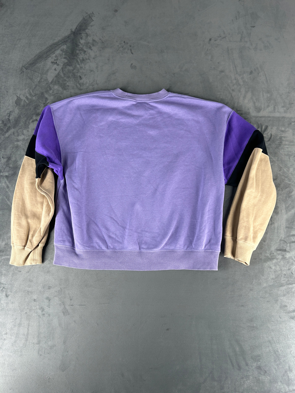 Felpa Jordan colorblock lilla nera e panna vintage – Donna Taglia S