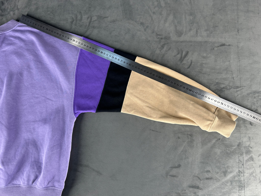 Felpa Jordan colorblock lilla nera e panna vintage – Donna Taglia S