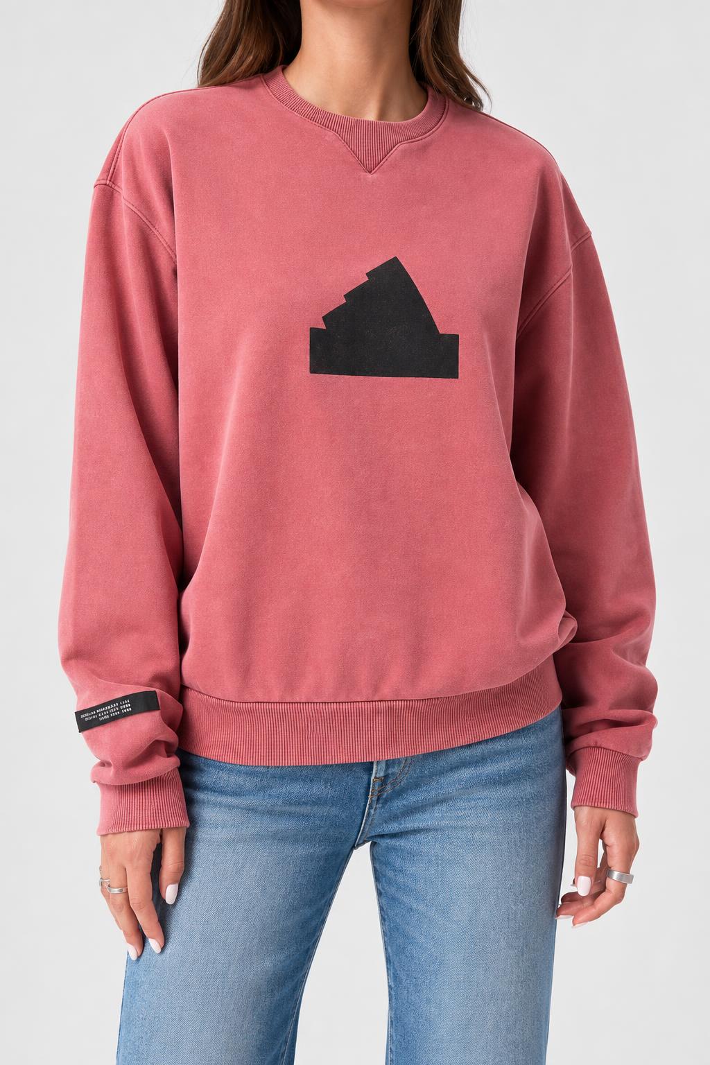 Felpa Adidas rosa con logo geometrico vintage – Donna Taglia L/XL