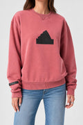 Felpa Adidas rosa con logo geometrico vintage – Donna Taglia L/XL