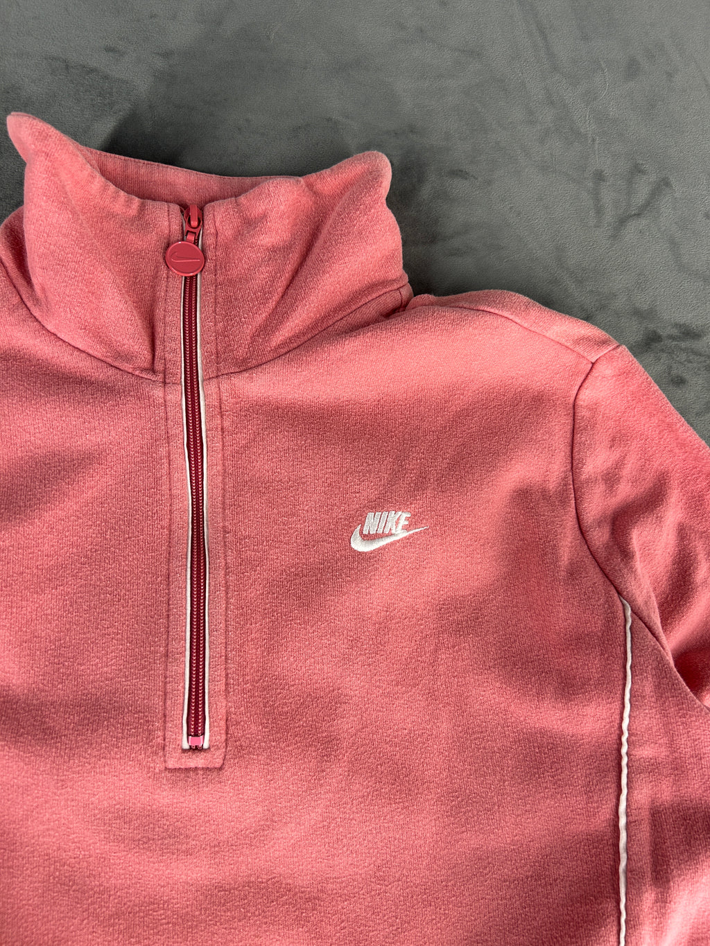 Felpa Nike rosa cipria con mezza zip vintage – Donna Taglia L