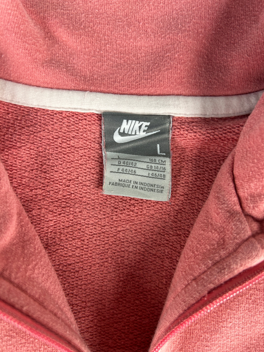 Felpa Nike rosa cipria con mezza zip vintage – Donna Taglia L