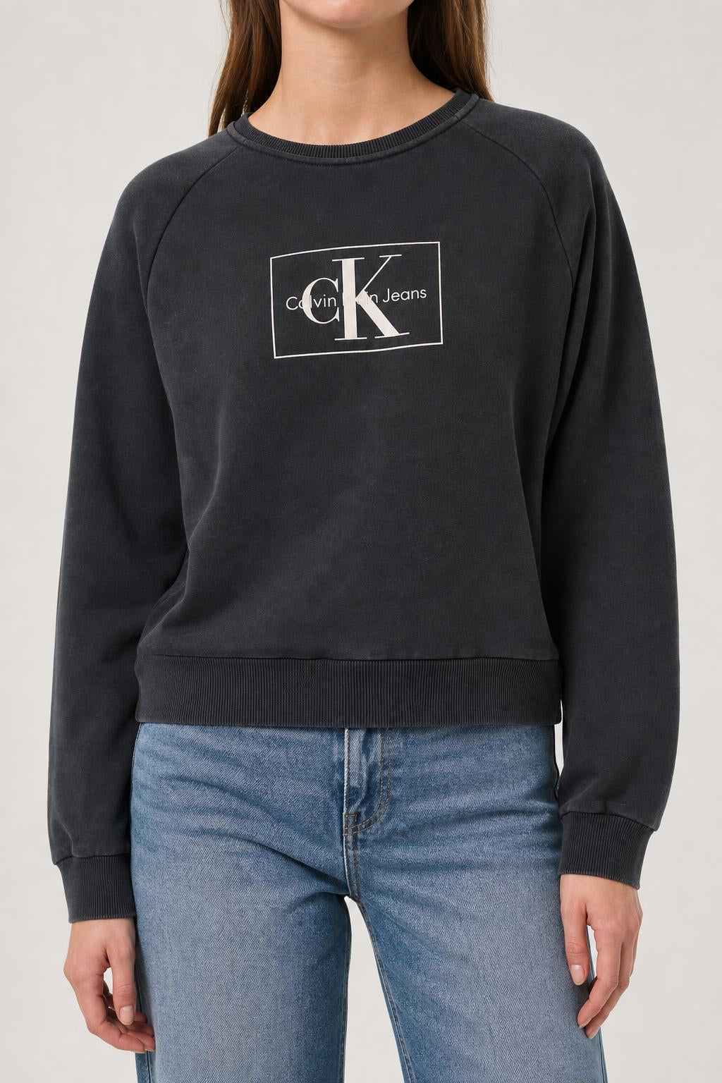 Felpa Calvin Klein Jeans nera con logo vintage – Donna Taglia M