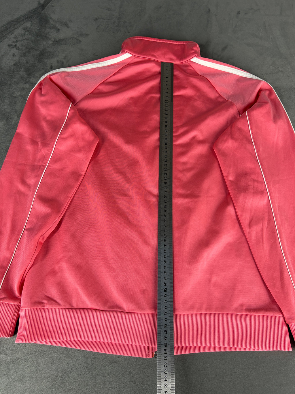 Felpa Adidas corallo con zip e tre strisce vintage – Donna Taglia L