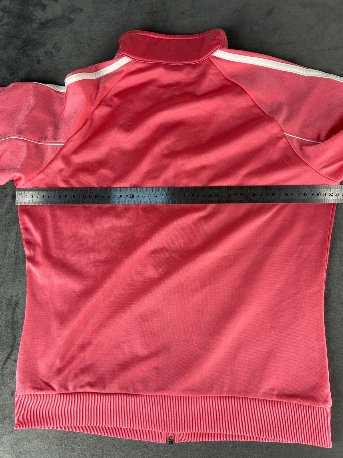Felpa Adidas corallo con zip e tre strisce vintage – Donna Taglia L