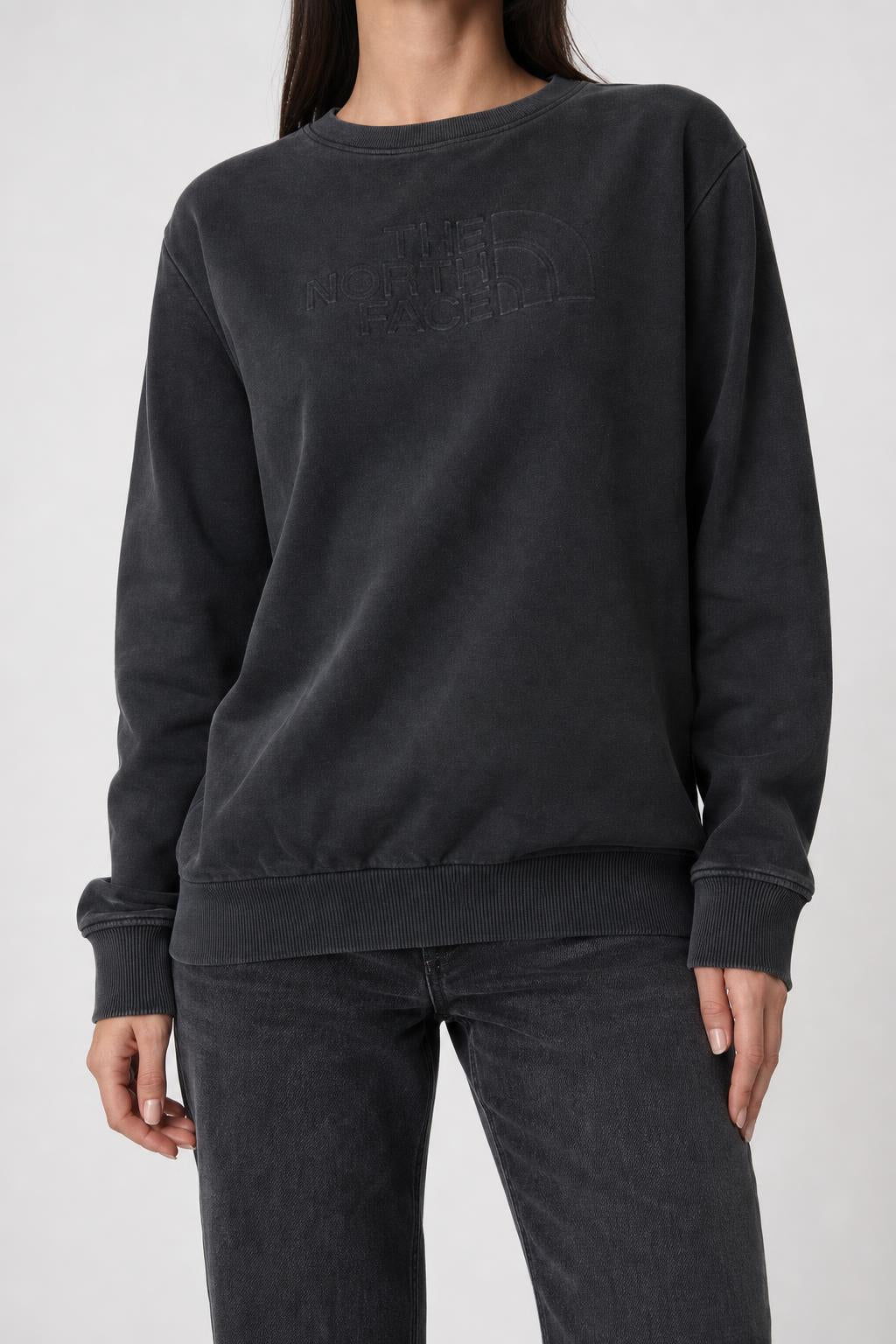 Felpa The North Face nera con logo tono su tono vintage – Donna Taglia M