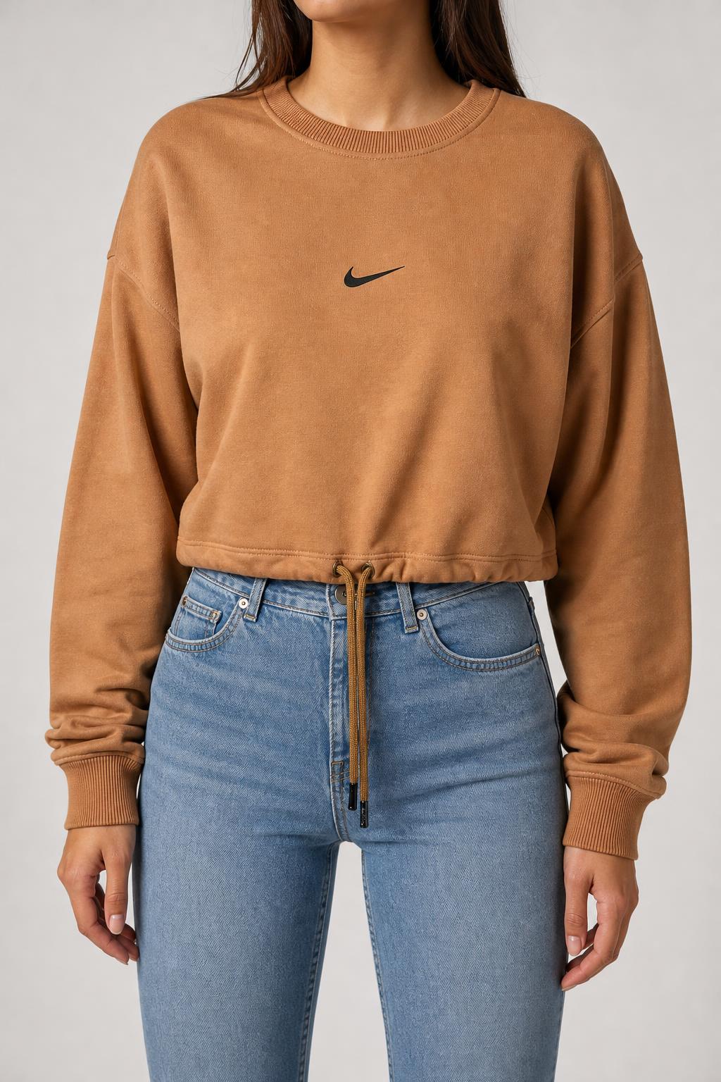 Felpa Nike corta color caramello vintage – Donna Taglia S