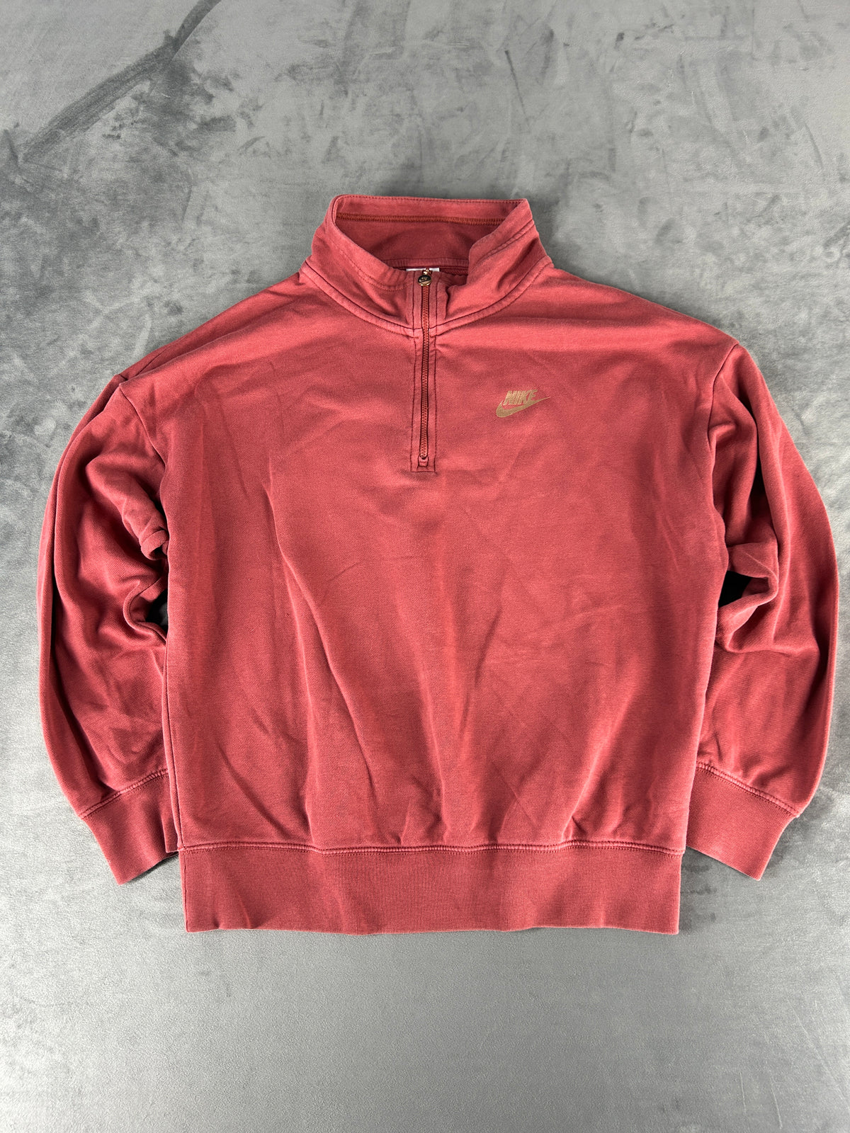Felpa Nike rosa salmone con mezza zip vintage – Donna Taglia XS