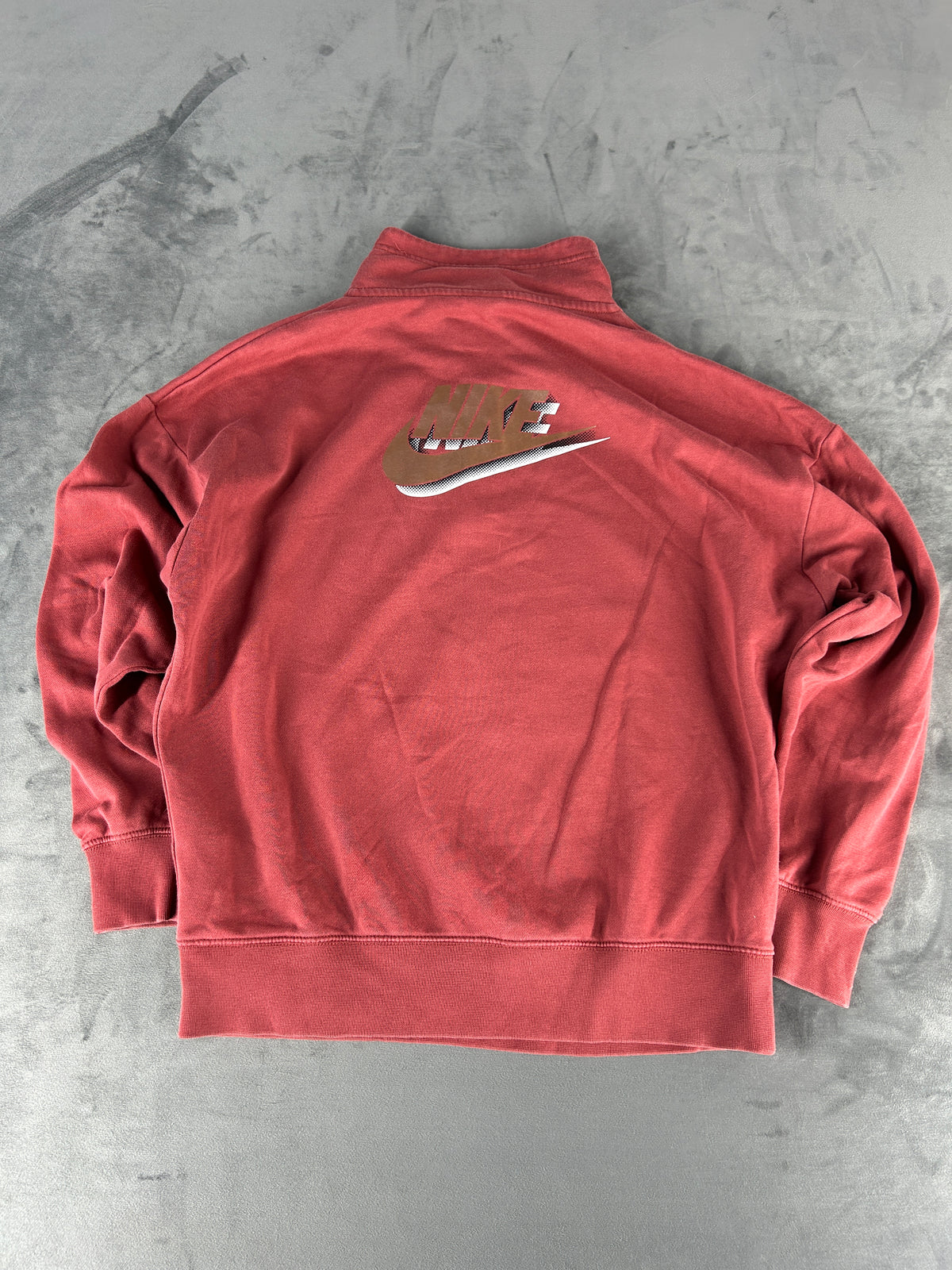 Felpa Nike rosa salmone con mezza zip vintage – Donna Taglia XS
