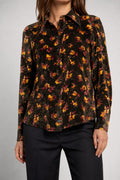Camicia GAS marrone a fantasia floreale vintage – Donna Taglia S