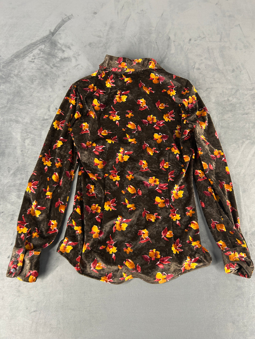 Camicia GAS marrone a fantasia floreale vintage – Donna Taglia S