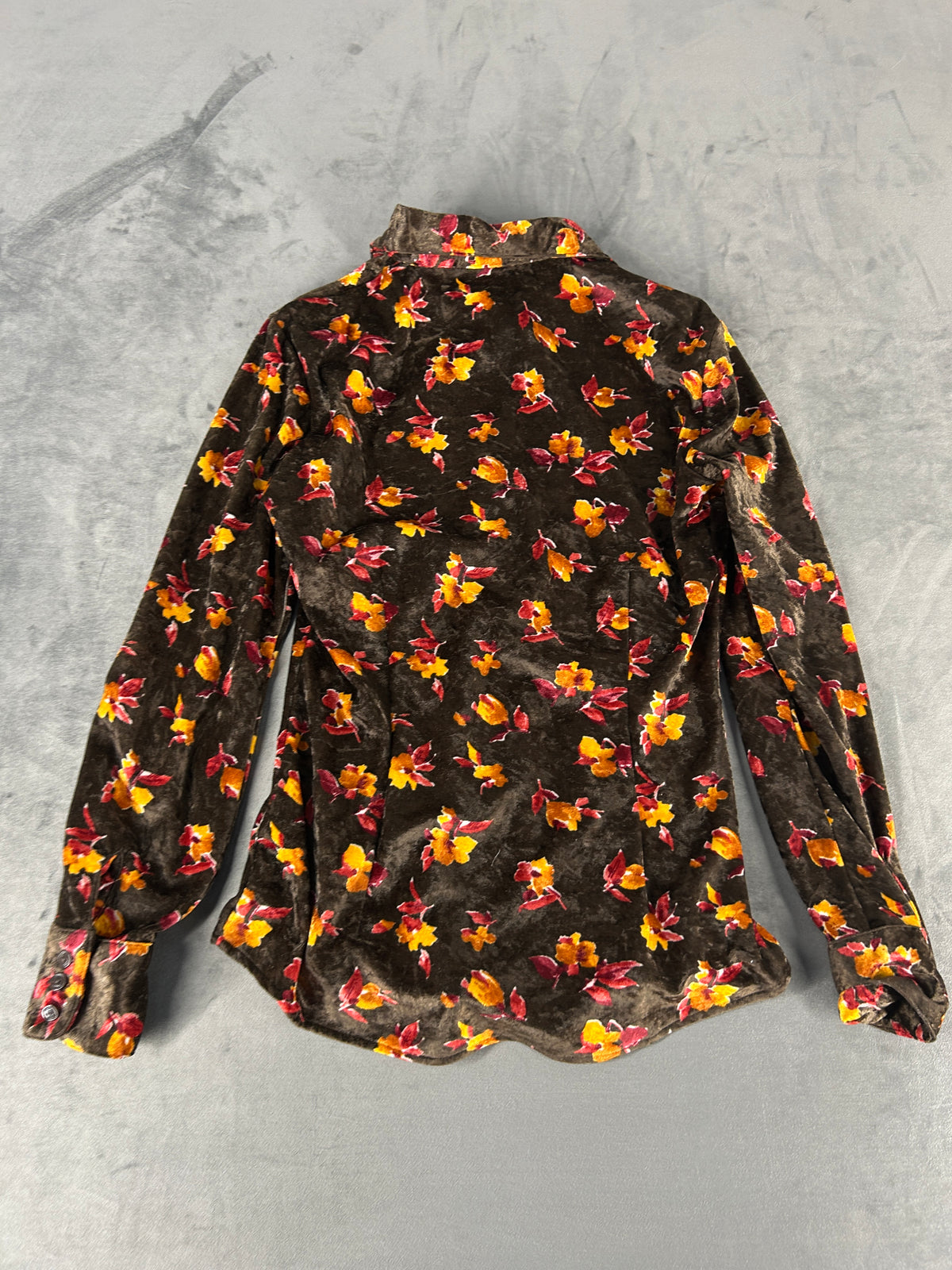 Camicia GAS marrone a fantasia floreale vintage – Donna Taglia S