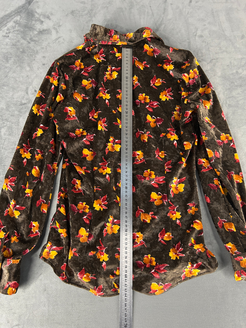Camicia GAS marrone a fantasia floreale vintage – Donna Taglia S