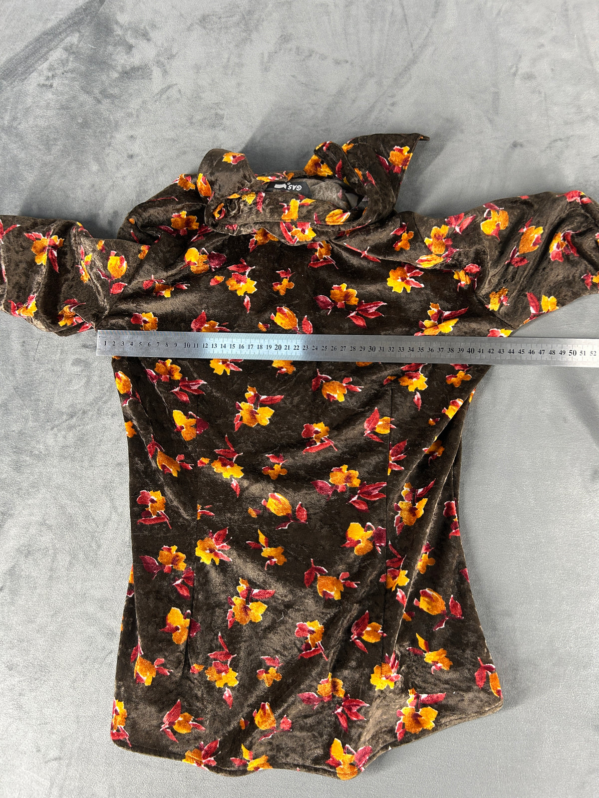 Camicia GAS marrone a fantasia floreale vintage – Donna Taglia S