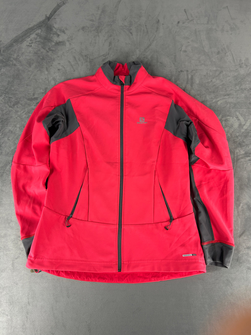 Giacca Salomon rossa e grigia con zip vintage – Donna Taglia L
