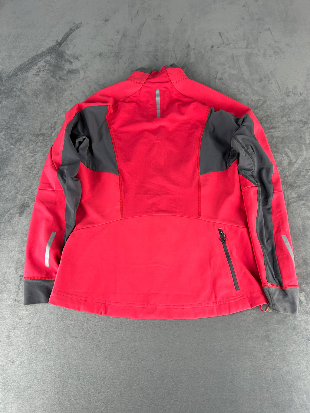 Giacca Salomon rossa e grigia con zip vintage – Donna Taglia L