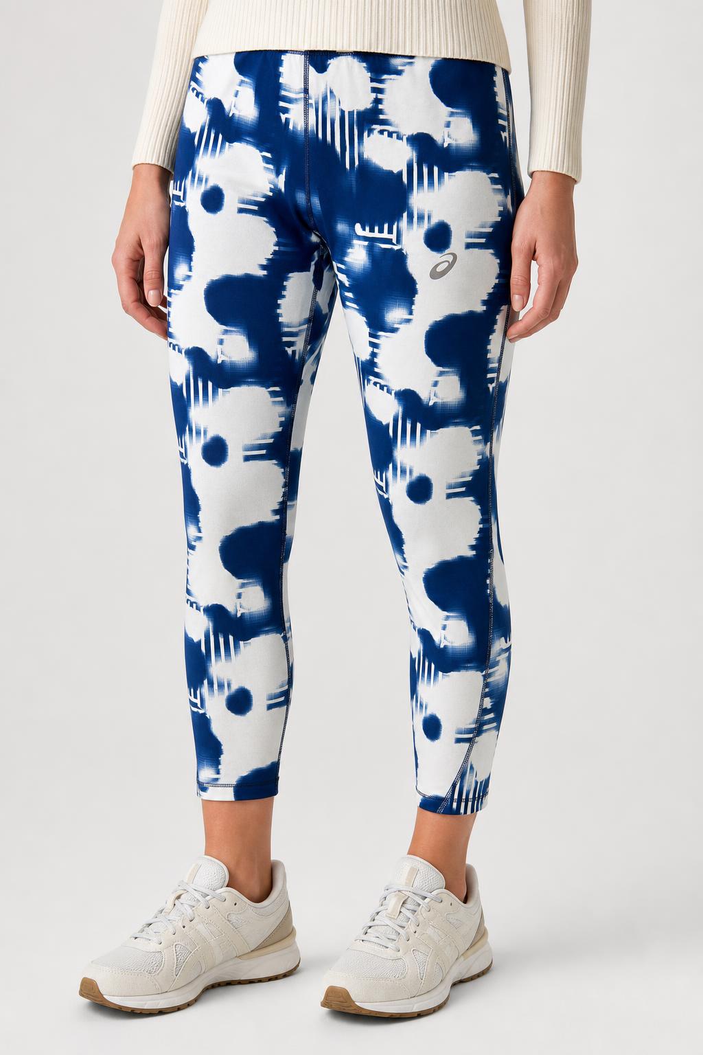 Leggings Asics corti blu e bianchi vintage – Donna Taglia M
