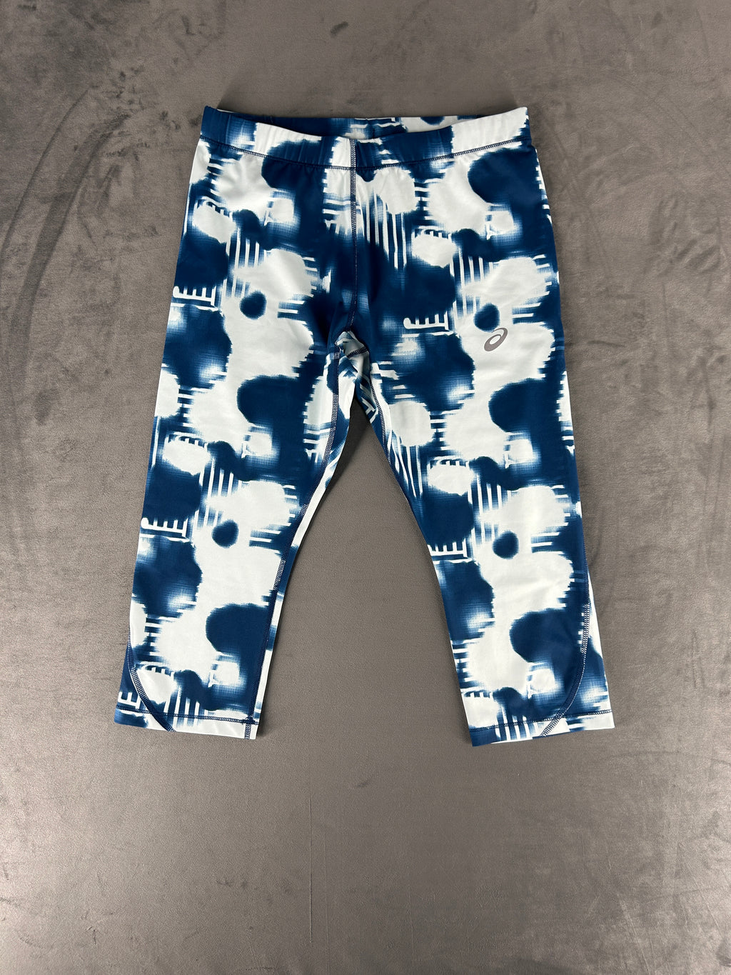 Leggings Asics corti blu e bianchi vintage – Donna Taglia M