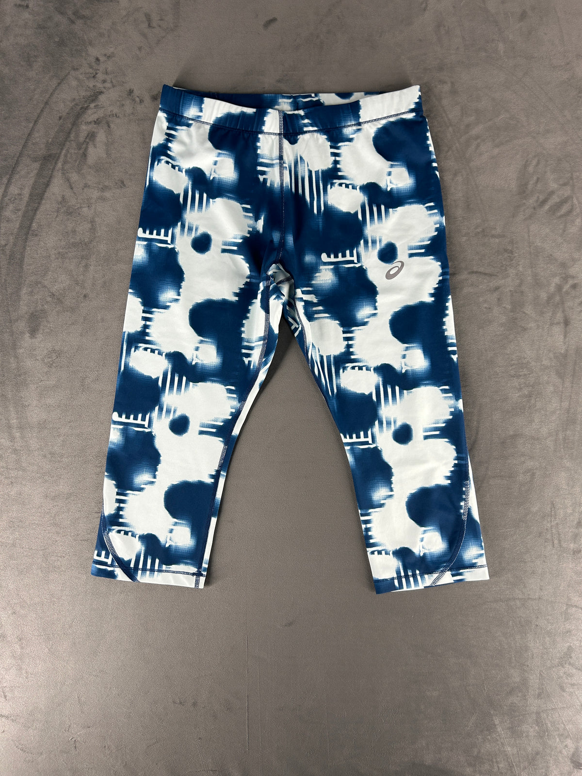 Leggings Asics corti blu e bianchi vintage – Donna Taglia M