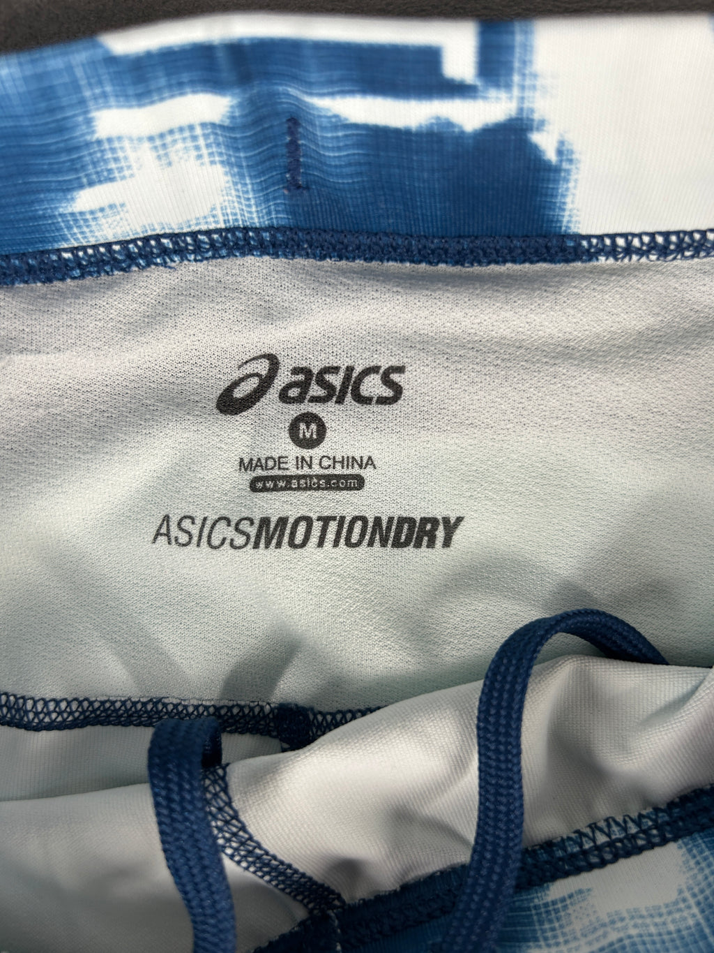 Leggings Asics corti blu e bianchi vintage – Donna Taglia M