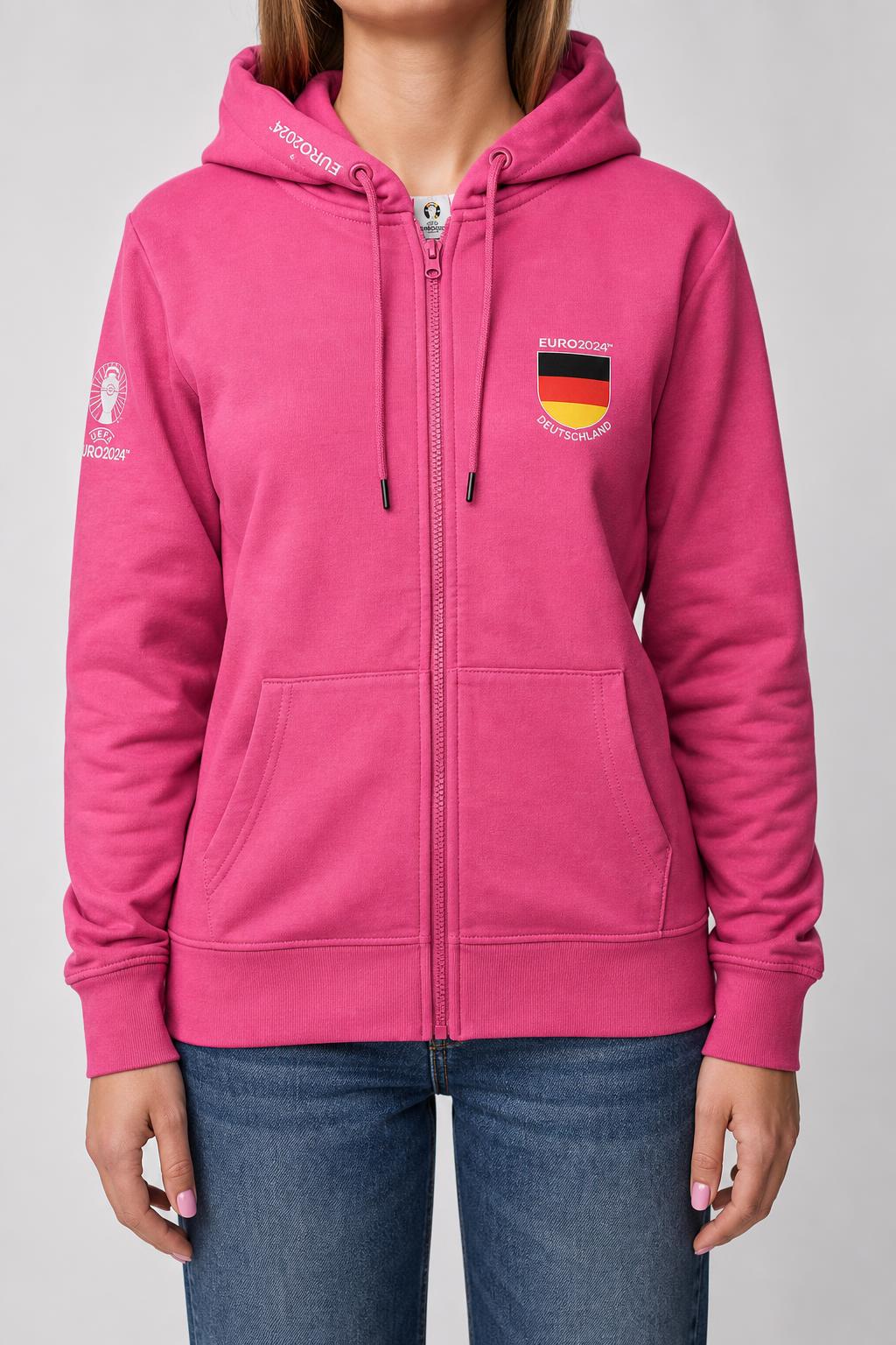 Felpa UEFA Euro 2024 Germany magenta con zip vintage – Donna Taglia S (36/38)