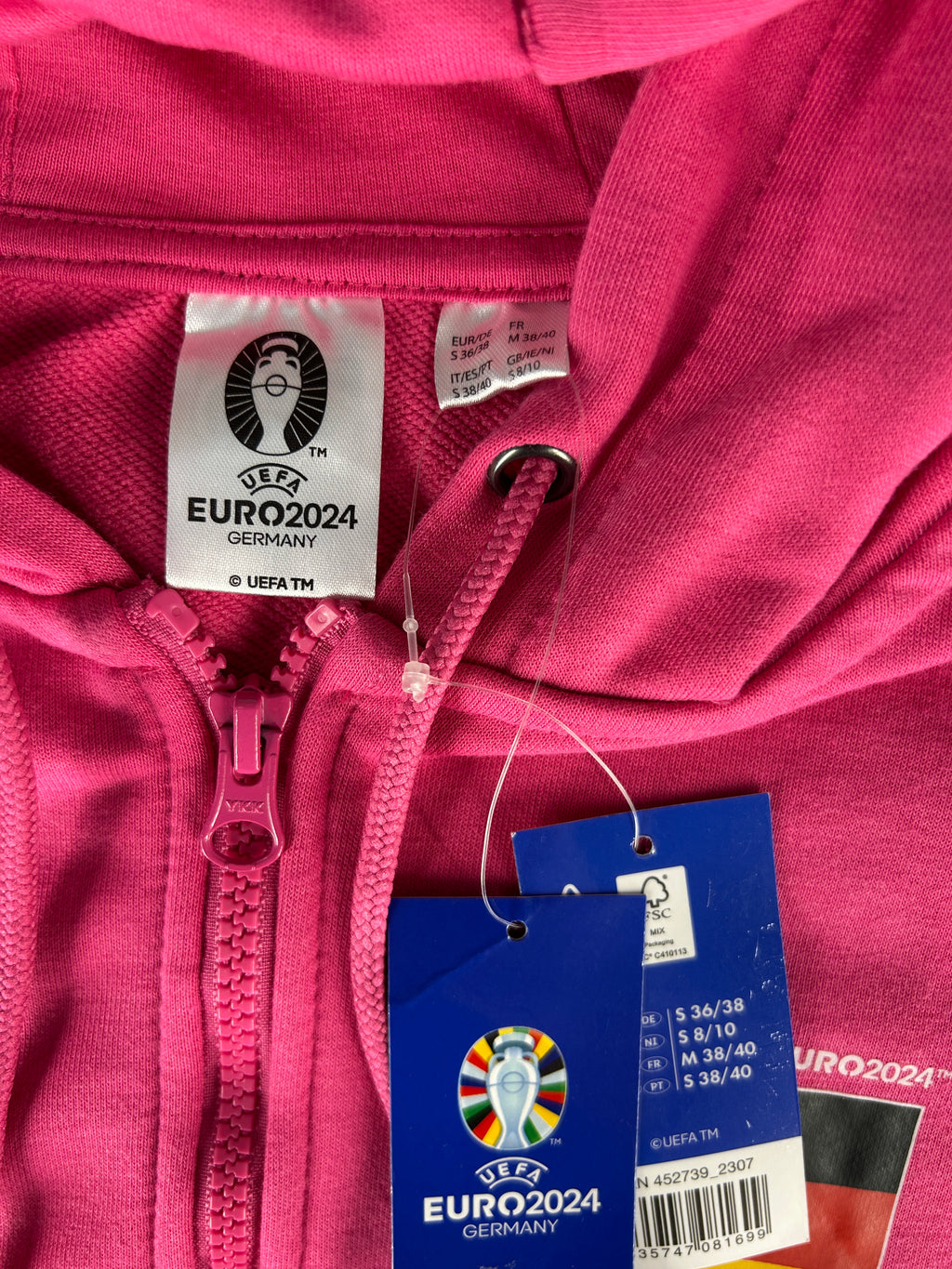 Felpa UEFA Euro 2024 Germany magenta con zip vintage – Donna Taglia S (36/38)