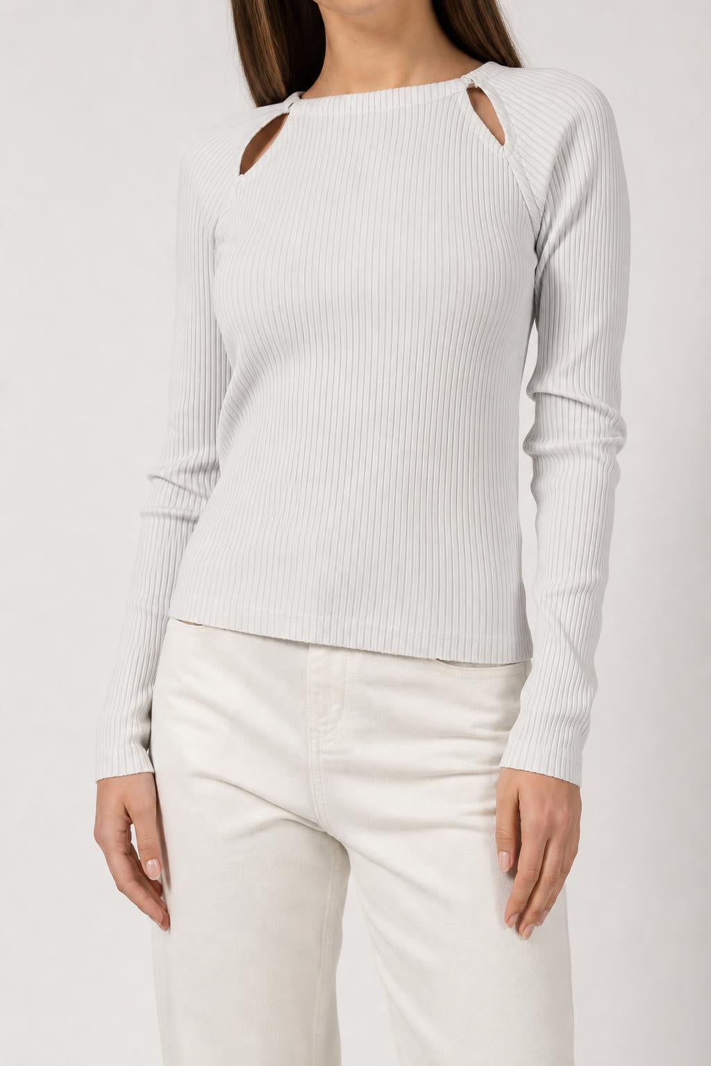 Maglia a costine Hugo bianca vintage – Donna Taglia S